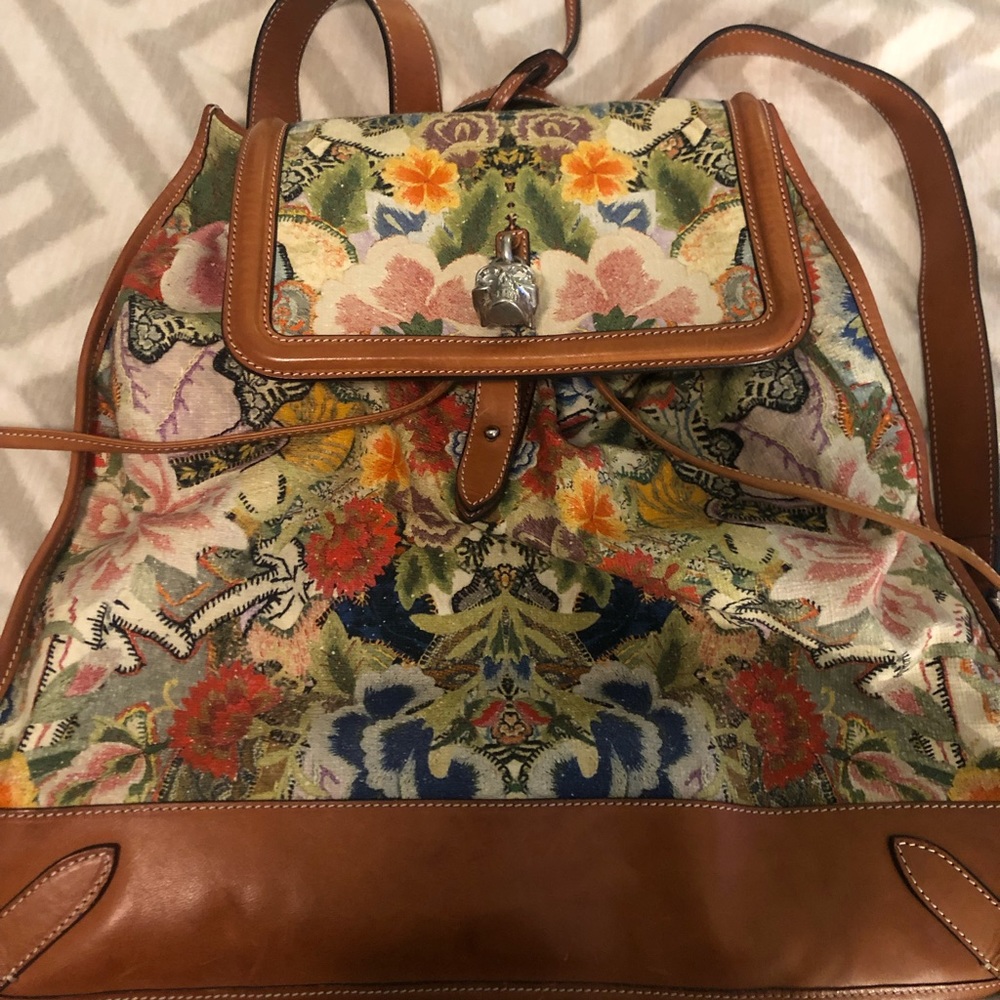 Alexander McQueen floral and leather backpack